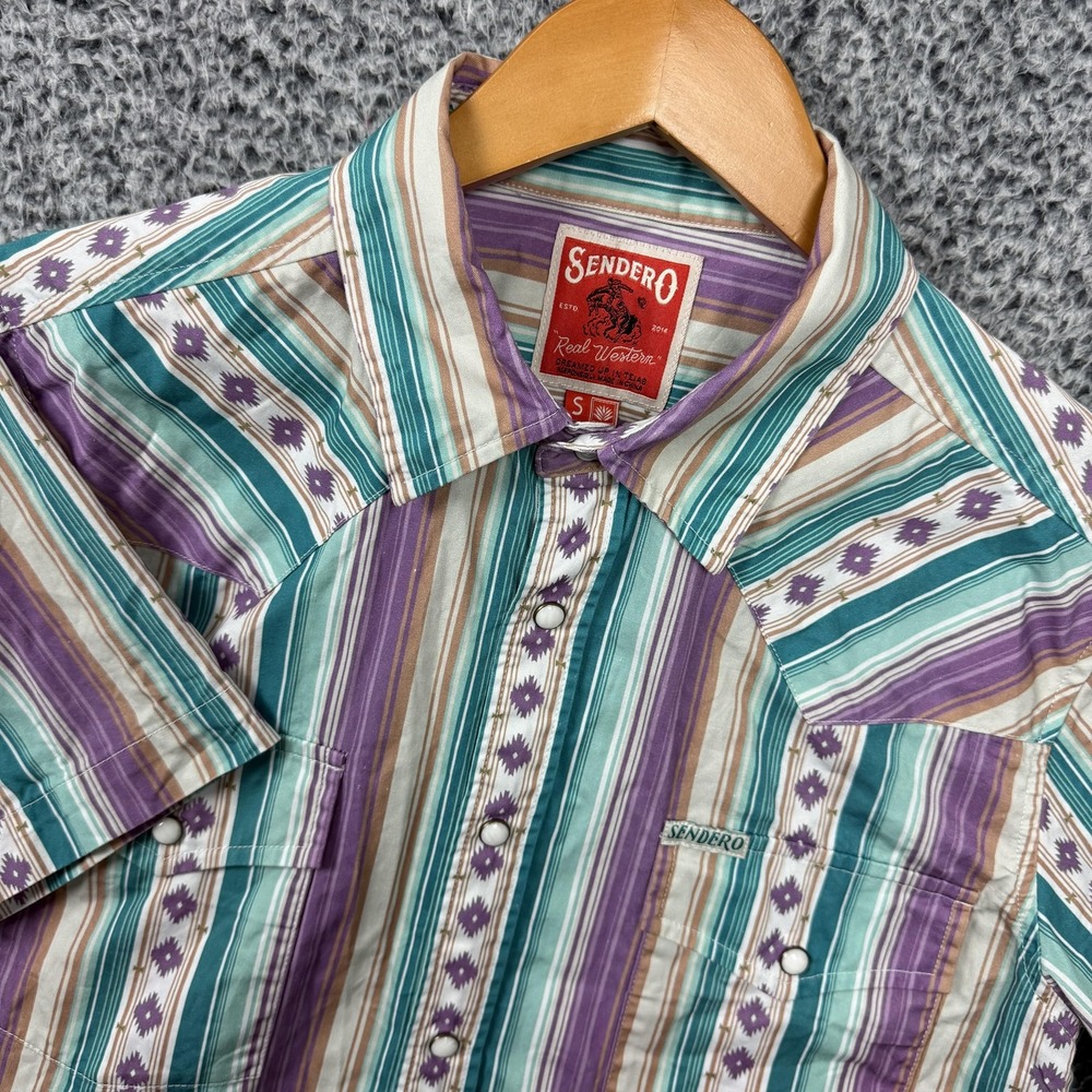 Sendero Provisions Co Shirt Mens Small Southwestern Aztec Stripe Pearl Snap